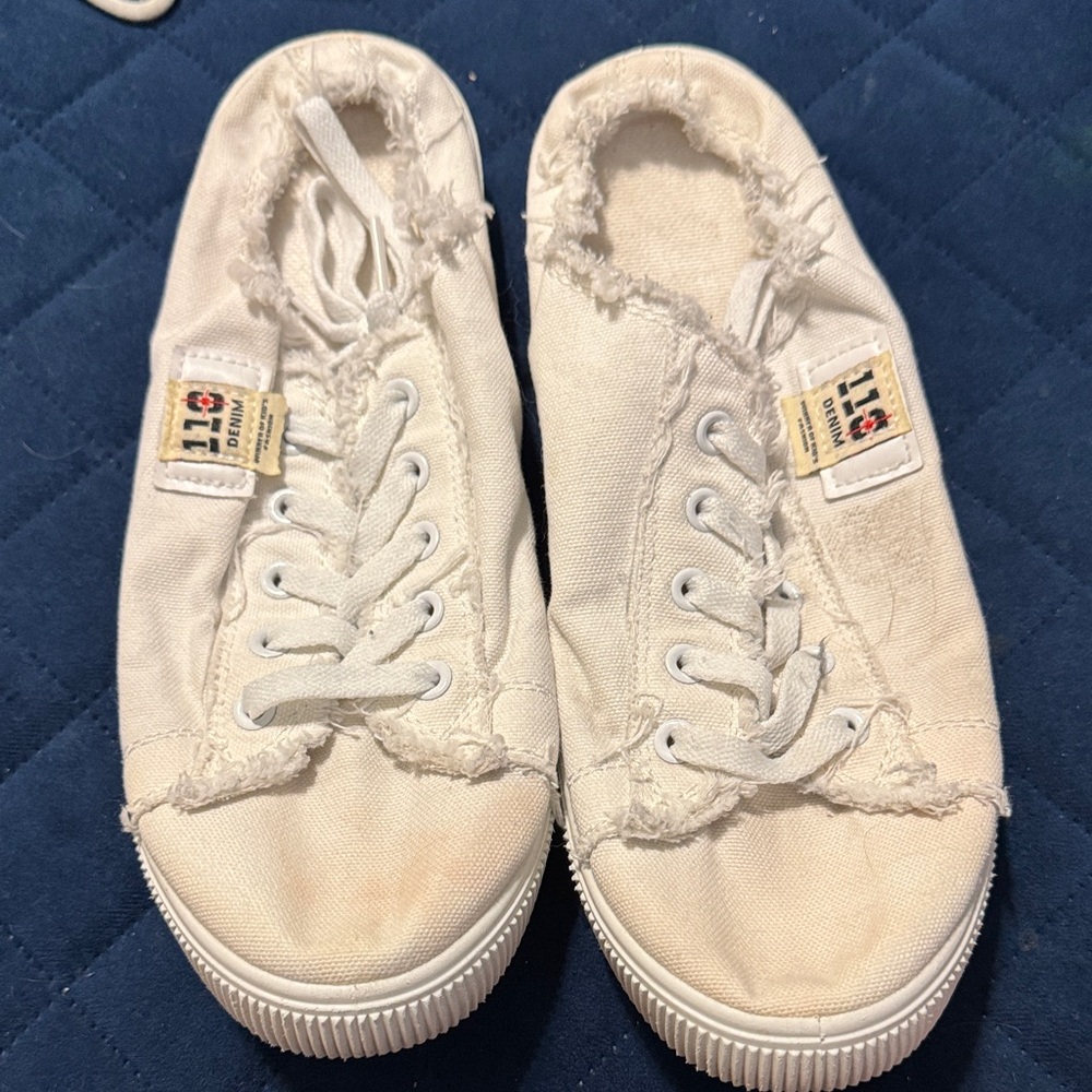 White Distressed Canvas Sneakers****FINAL MARKDOWN****